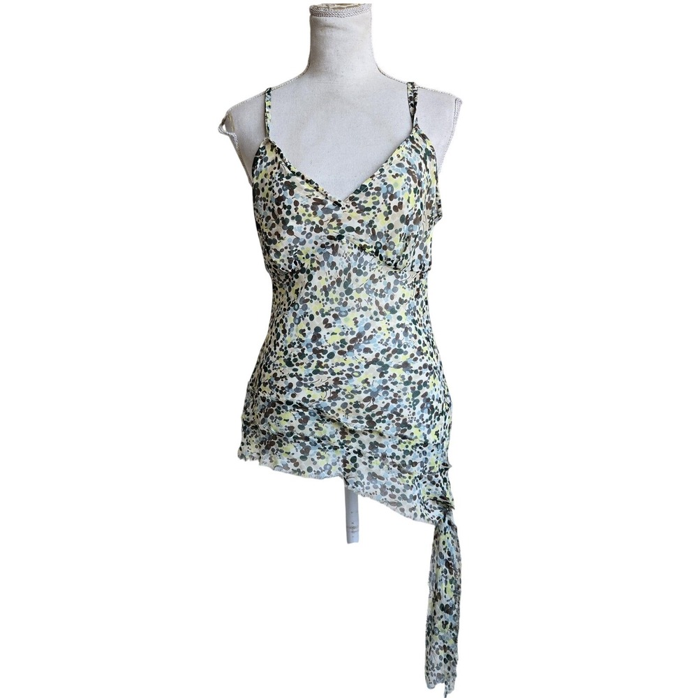 Vtg Y2K Tramp Blouse Womens Medium Wrap Sleeveless Sheer‎ Fairycore Whimsigoth